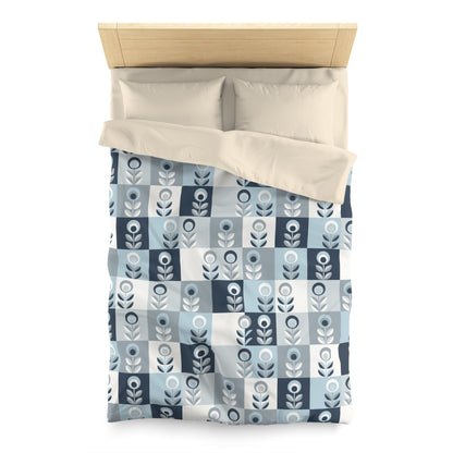 Blue Botanical Pattern Microfiber Duvet Cover - Kia Day Design