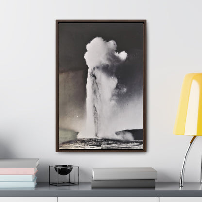 Old Faithful Geyser Yellowstone Gallery Canvas Wraps Vertical Frame 16″ x 24″ Premium Gallery Wraps (1.25″) Walnut