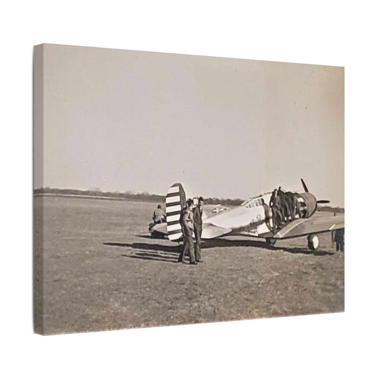 Army Pursuit Plane Ames Airport 1939 Satin Canvas, Stretched