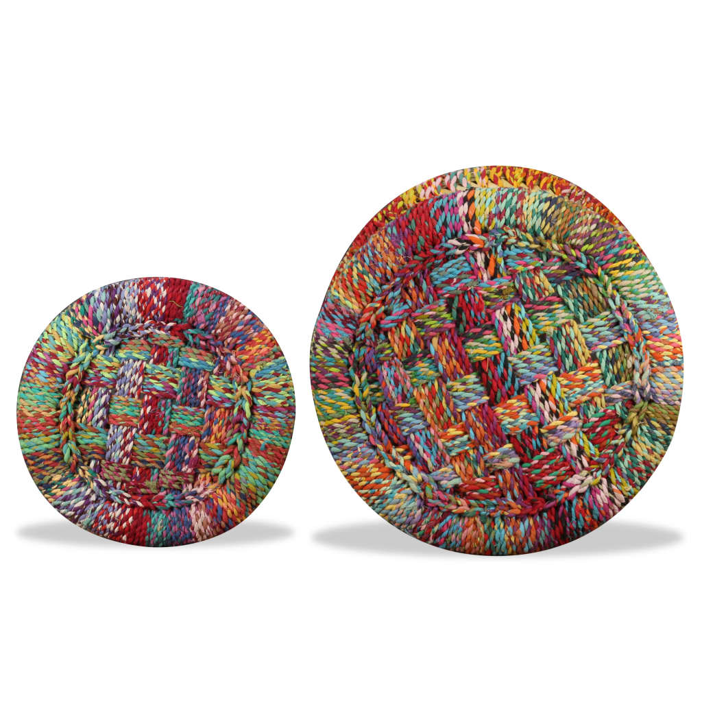 Handwoven Chindi Stool Set (2 Pieces) - - Stool