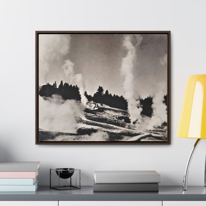 Norris Geyser Yellowstone Gallery Canvas Wraps Horizontal Frame 24″ x 20″ Walnut 1.25"