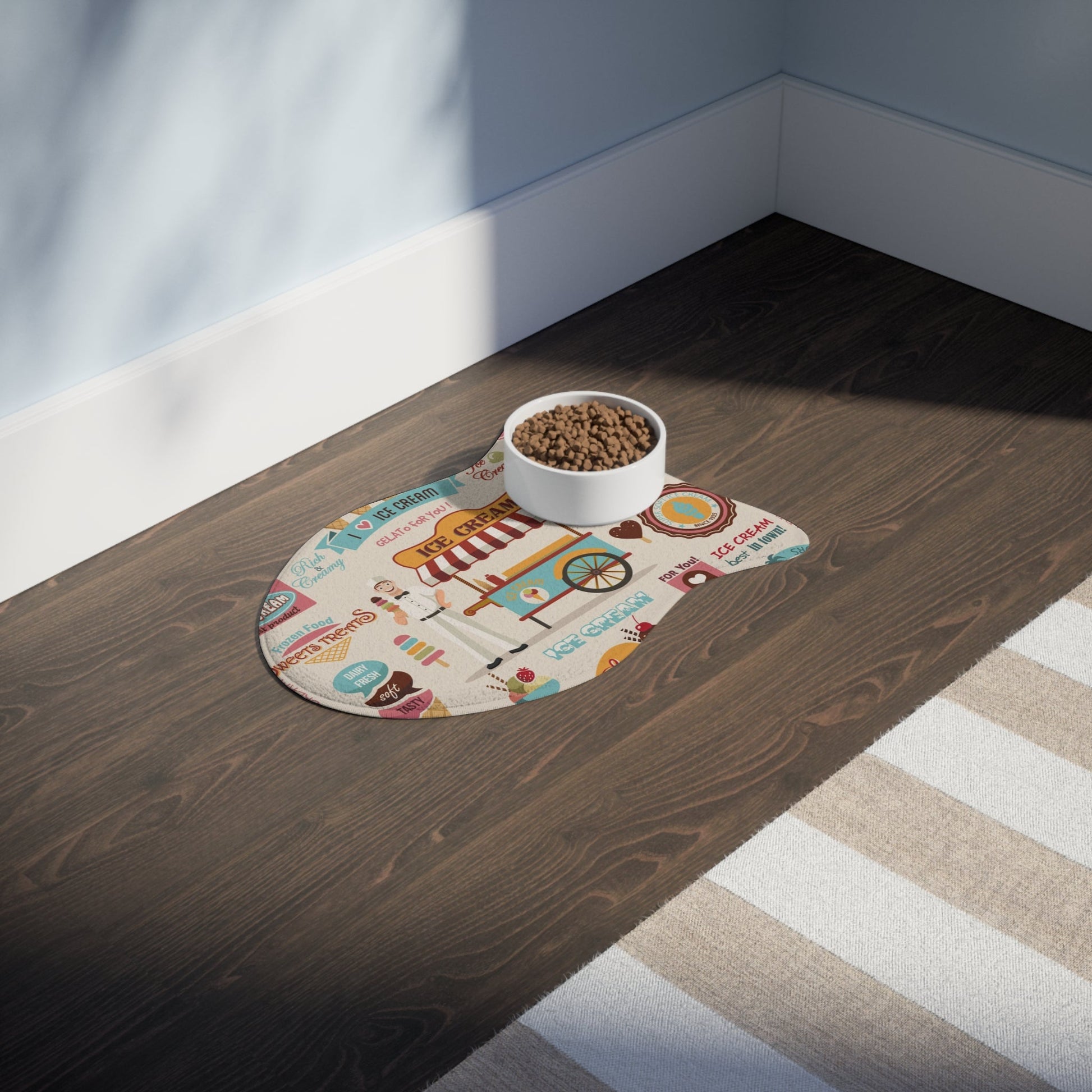 Ice Cream Pet Feeding Mats - Fish shape (19" × 14") White - food mat