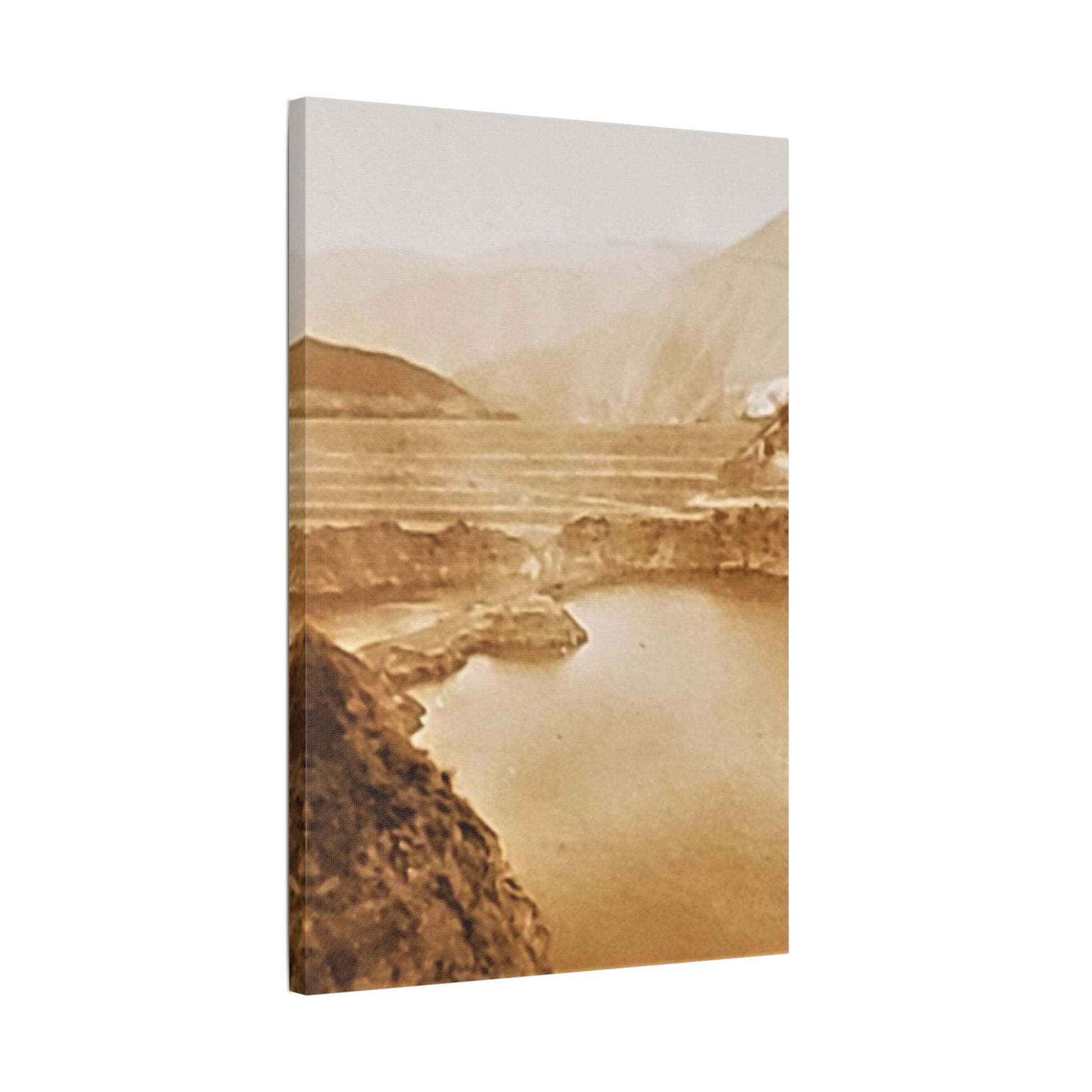 San Gabriel Dirt Fill Dam 1 Satin Canvas Stretched