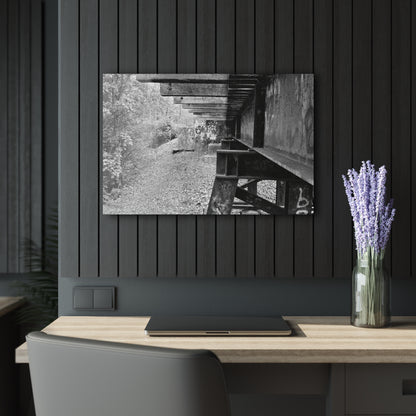 Black & White Train Trestle Acrylic Print — Rustic Industrial Wall Art French Cleat - 30″ x 20″ (Horizontal) 0.25'' - Home Decor