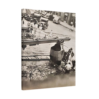Concrete Worker Satin Canvas Stretched