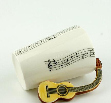 Creative Music Violin Style Guitar Ceramic Mug Coffee Tea Milk Stave Cups With Handle Coffee Mug Novelty Gifts - - 0