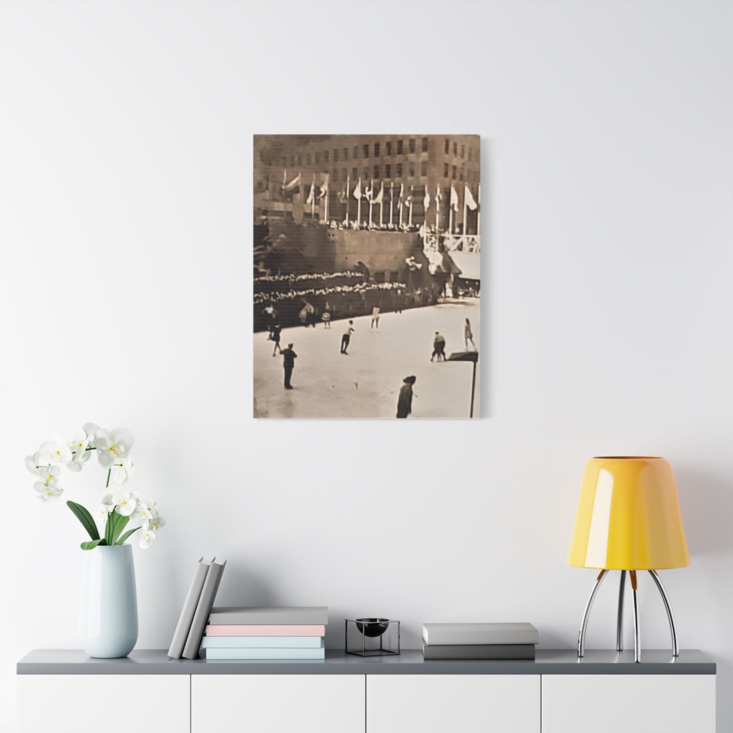 Rockefeller Plaza Easter 1945 Satin Canvas, Stretched