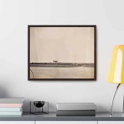 Plane Landing Omaha Airport 1939 Gallery Canvas 20″ x 16″ Walnut 1.25"