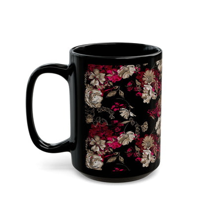 Rose Floral Black Mug - Kia Day Design