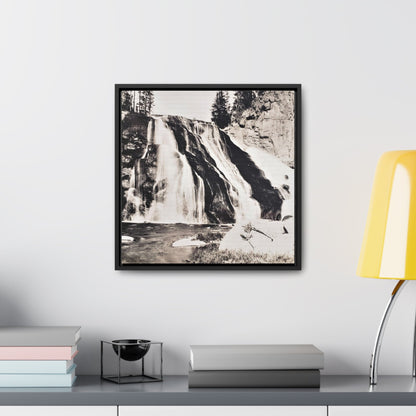 Gibbon Falls Yellowstone Gallery Canvas Wraps Square Frame 16″ x 16″ Premium Gallery Wraps (1.25″) Black