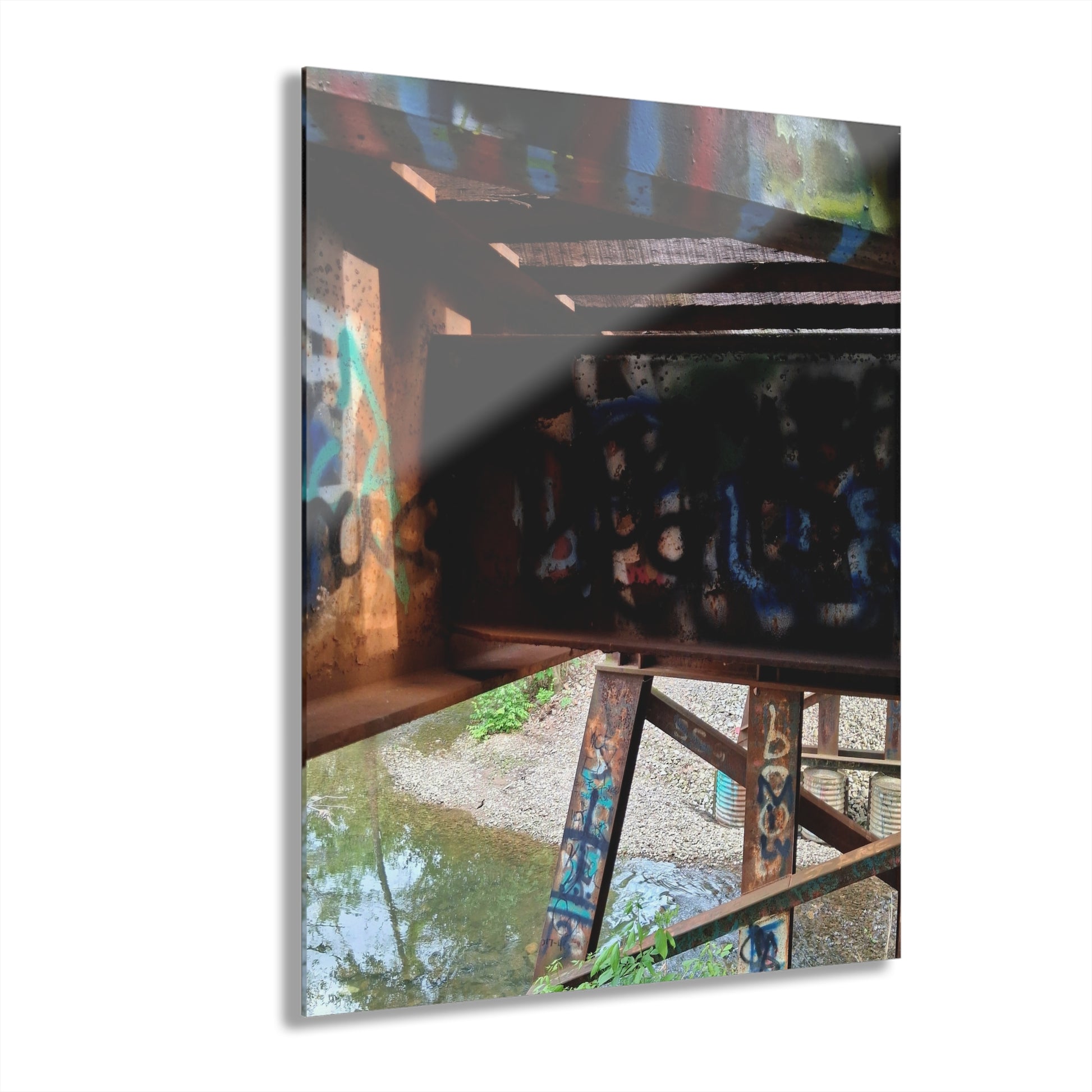 Graffiti Bridge Acrylic Print — Urban Decay Photo Wall Art French Cleat Hanging - - Home Decor