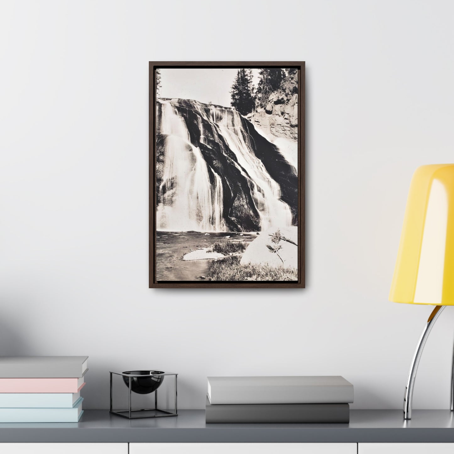 Gibbon Falls Yellowstone Gallery Canvas Wraps, Vertical Frame