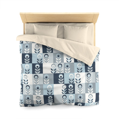 Blue Botanical Pattern Microfiber Duvet Cover - Kia Day Design