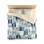 Blue Botanical Pattern Microfiber Duvet Cover - Kia Day Design