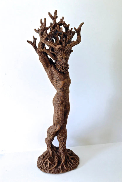 Green Man/ Cernunnos Hand Painted Resin Sculpture | Mythical Forest Creature Figurine | 15” Woodland God Altar Statue for Nature Lovers - -