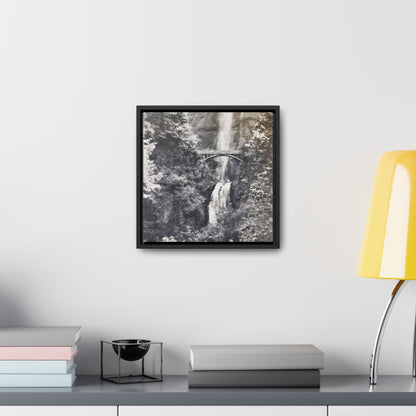 Multnomah Falls Oregon Gallery Canvas Wraps Square Frame 12″ x 12″ Premium Gallery Wraps (1.25″) Black