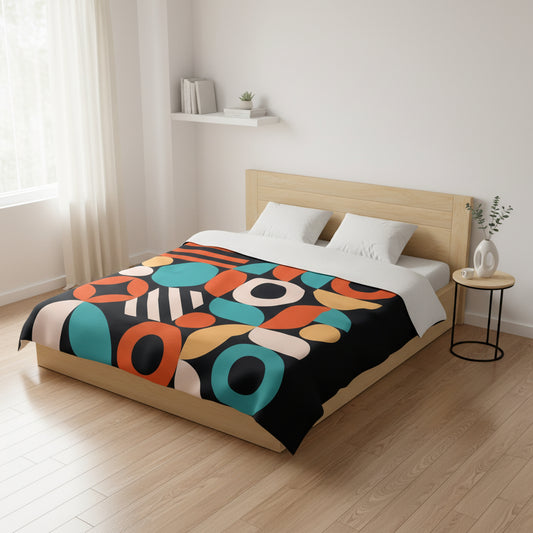 Geometric Colorful Microfiber Duvet Cover - King White - duvet