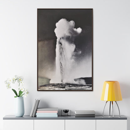 Old Faithful Geyser Yellowstone Gallery Canvas Wraps Vertical Frame 32″ x 48″ Premium Gallery Wraps (1.25″) Walnut