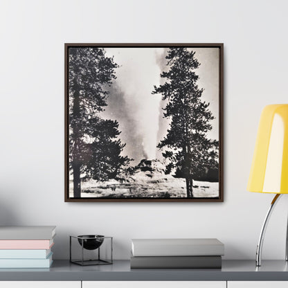 Castle Geyser Yellowstone Gallery Canvas Wraps Square Frame 20″ x 20″ Premium Gallery Wraps (1.25″) Walnut