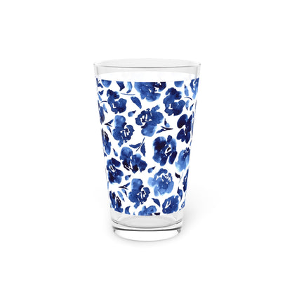 Blue Flower 16oz Pint Glass - Kia Day Design
