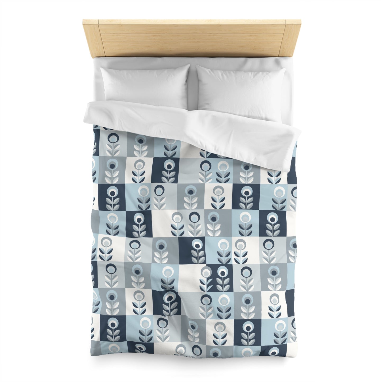 Blue Botanical Pattern Microfiber Duvet Cover - Kia Day Design