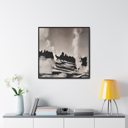 Norris Geyser Yellowstone Gallery Canvas Wraps Square Frame 30″ x 30″ Premium Gallery Wraps (1.25″) Black