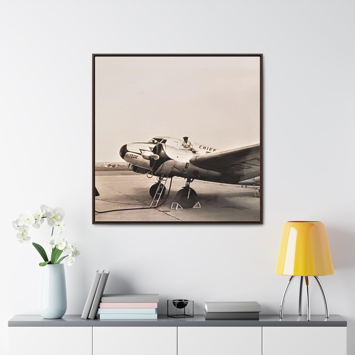 Refueling Mid-Contintent Chief Line 1939 Gallery Canvas Wraps, Square Frame