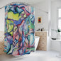 Alien Vibrant Abstract Shower Curtain - Kia Day Design