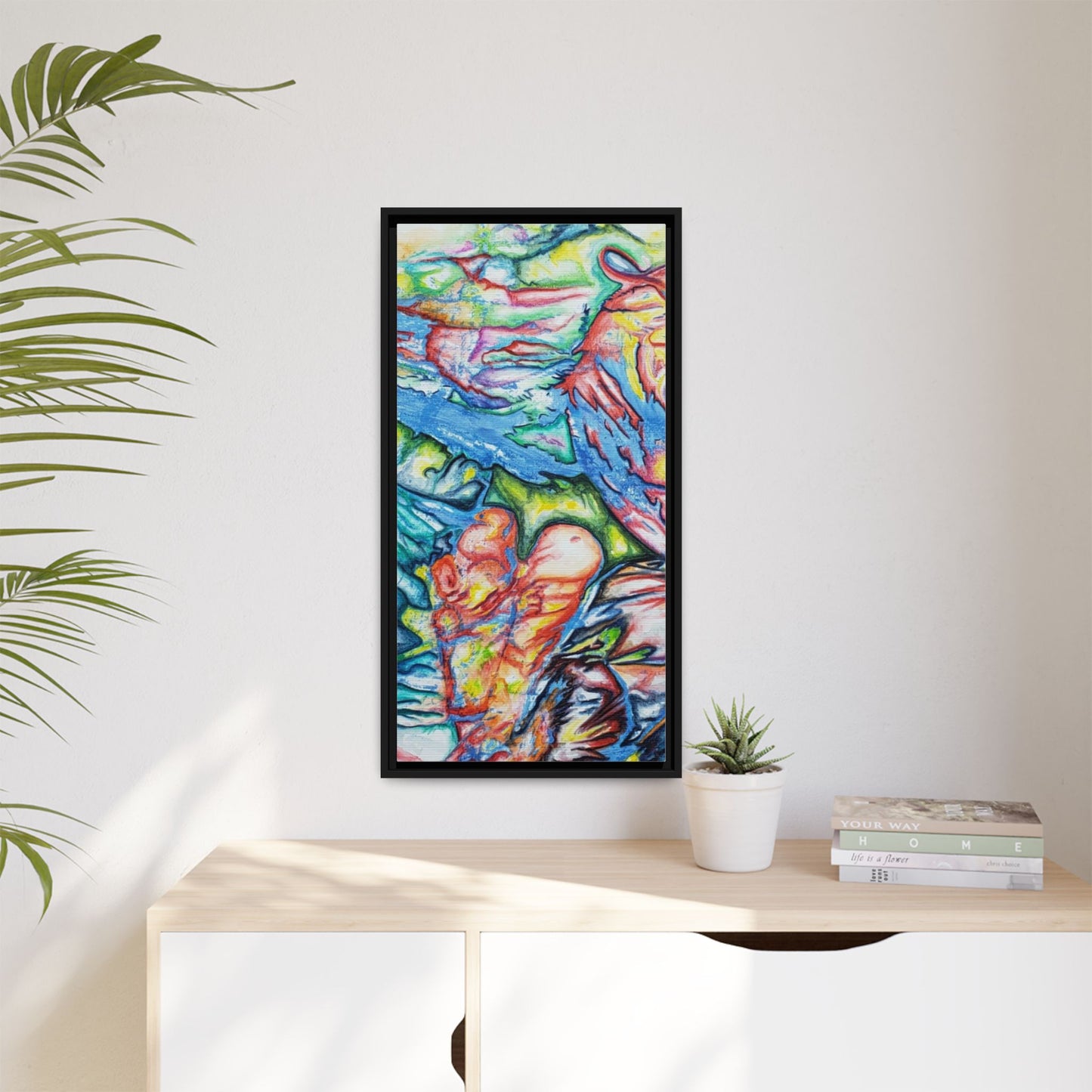 Multi-Color Abstract Framed Canvas Art Print - Kia Day Design