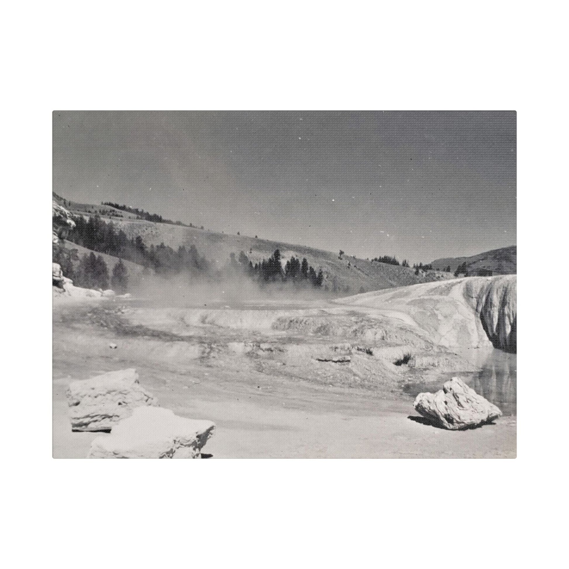 Mammoth Hot Springs Satin Canvas Stretched