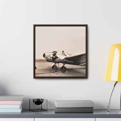 Refueling Mid-Contintent Chief Line 1939 Gallery Canvas Wraps Square Frame 16″ x 16″ Premium Gallery Wraps (1.25″) Walnut