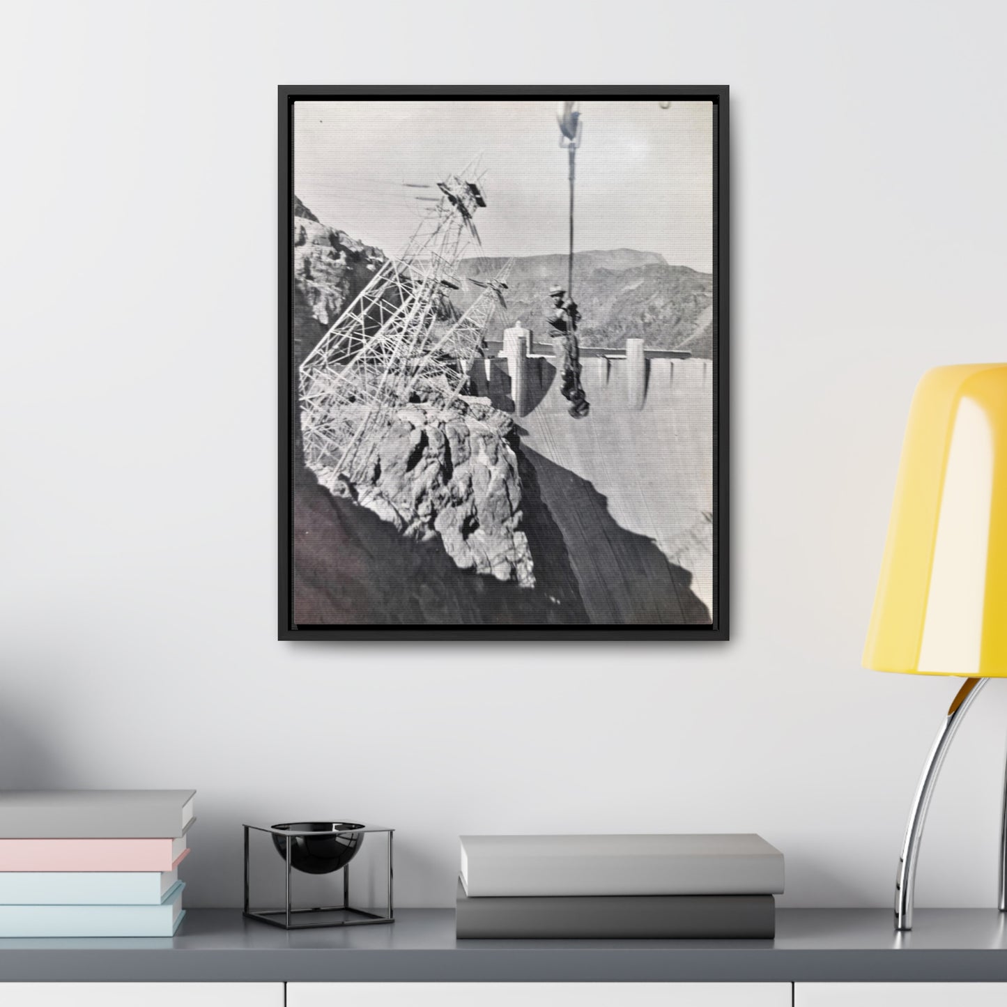 Suspended Boulder Dam Worker Gallery Canvas Wraps, Vertical Frame