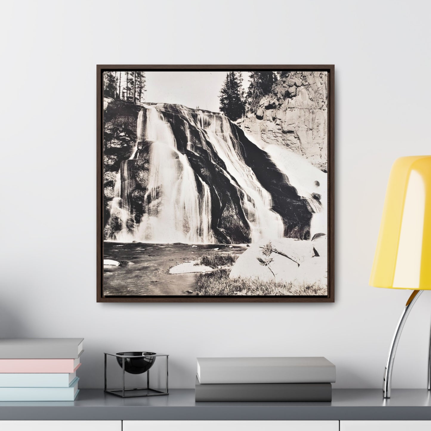 Gibbon Falls Yellowstone Gallery Canvas Wraps, Square Frame