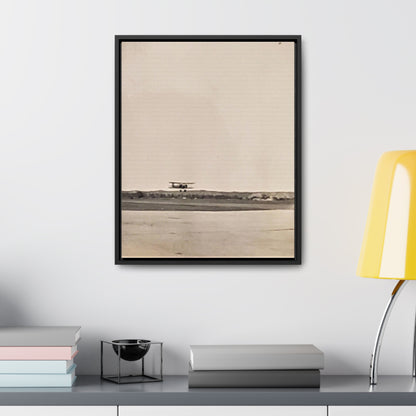 Plane Landing Omaha Airport 1939 Gallery Canvas Wraps, Vertical Frame 16″ x 20″ 1.25" Black