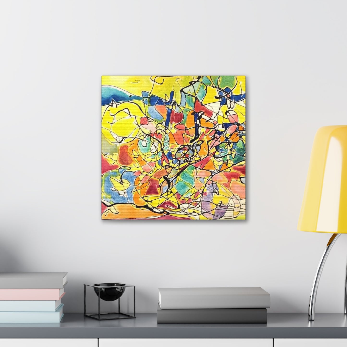 Yellow Abstract Canvas Gallery Wraps 16″ x 16″ 1.25"