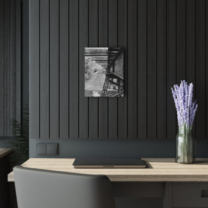 Black & White Train Trestle Acrylic Print — Rustic Industrial Wall Art French Cleat - 11″ x 14″ (Vertical) 0.25'' - Home Decor