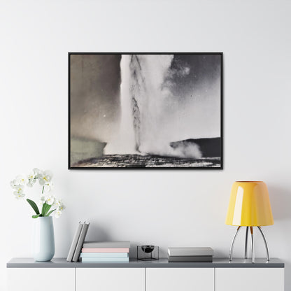 Old Faithful Geyser Yellowstone Gallery Canvas Wraps, Horizontal Frame 40″ x 30″ Black 1.25"