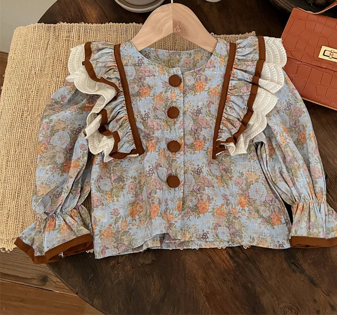 Girls Floral Shirt and Bell Bottom 2 Piece Outfits