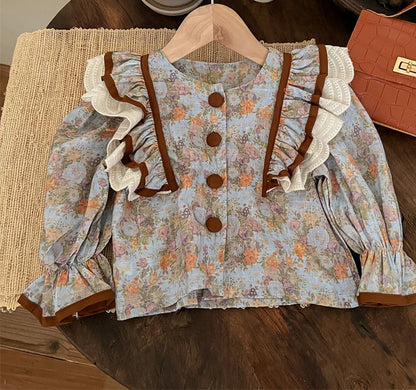 Girls Floral Shirt and Bell Bottom 2 Piece Outfits