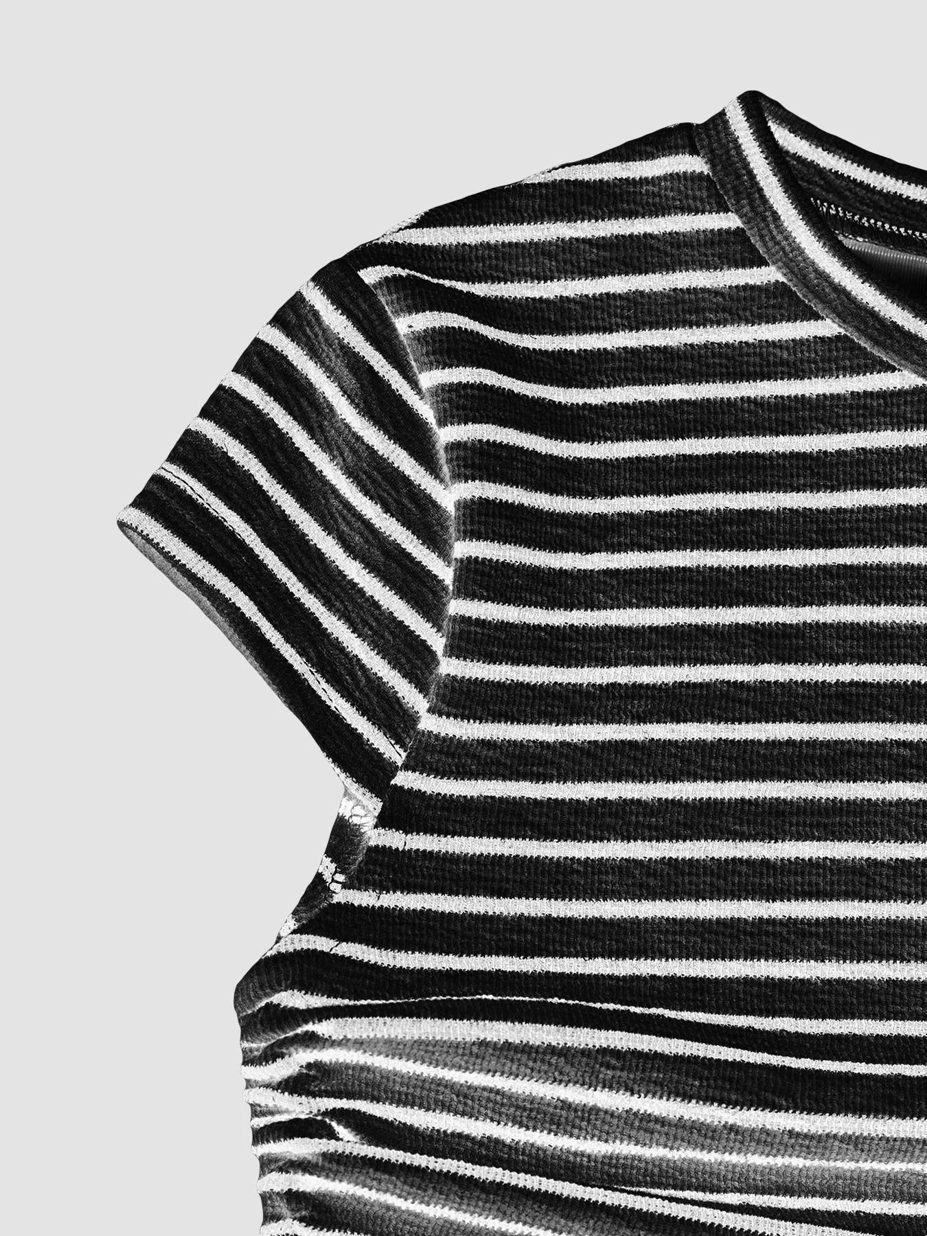 Striped Crop Top and Wide Leg Pants Set- Shopimist- {{Product type}}