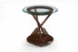 Beaufort - Round End Table With Base And Glass Top - Dark Oak - - End Tables