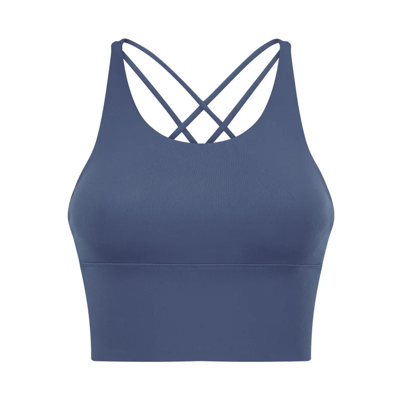 Comfort Full Support Padded Wire Free Cross Back Yoga Sports Bra Seamless