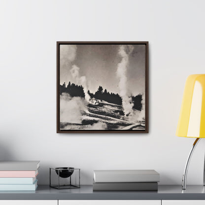 Norris Geyser Yellowstone Gallery Canvas Wraps Square Frame 16″ x 16″ Premium Gallery Wraps (1.25″) Walnut