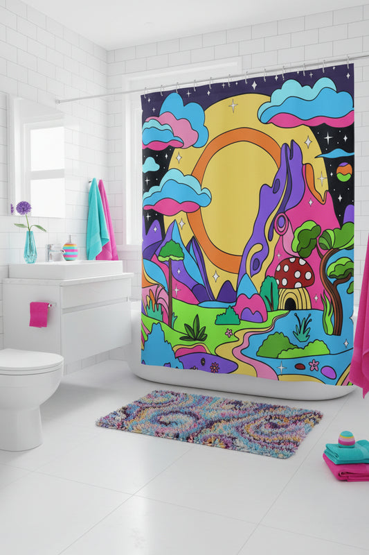 Fantasy Landscape Shower Curtain - 71" × 74" - Home Decor