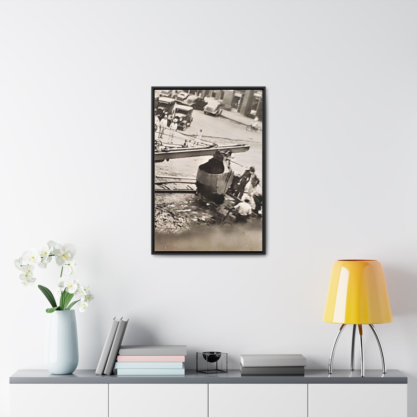 Concrete Worker Gallery Canvas Wraps, Vertical Frame