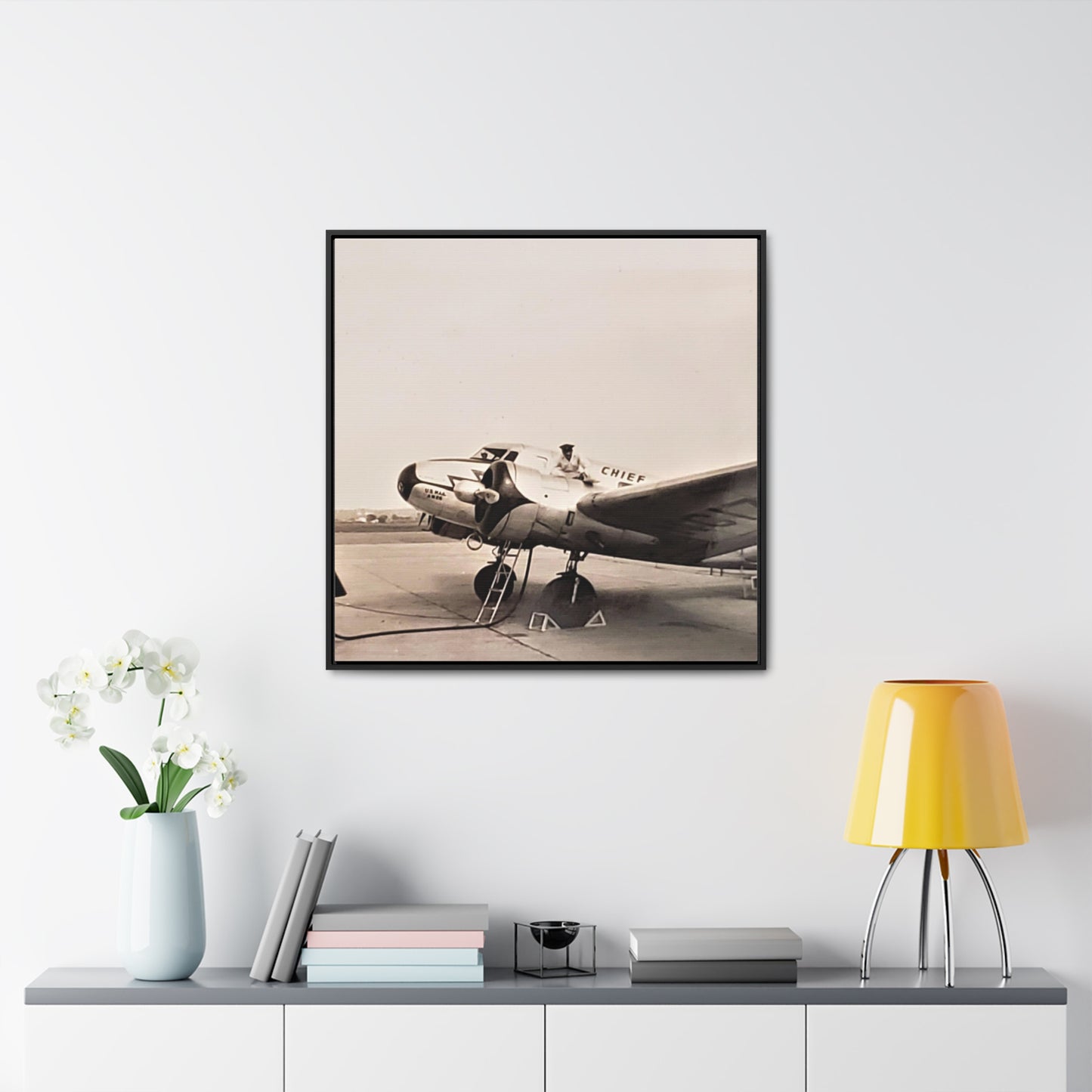 Refueling Mid-Contintent Chief Line 1939 Gallery Canvas Wraps, Square Frame