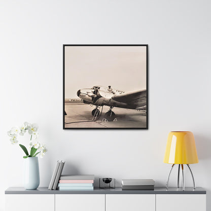 Refueling Mid-Contintent Chief Line 1939 Gallery Canvas Wraps Square Frame 30″ x 30″ Premium Gallery Wraps (1.25″) Black