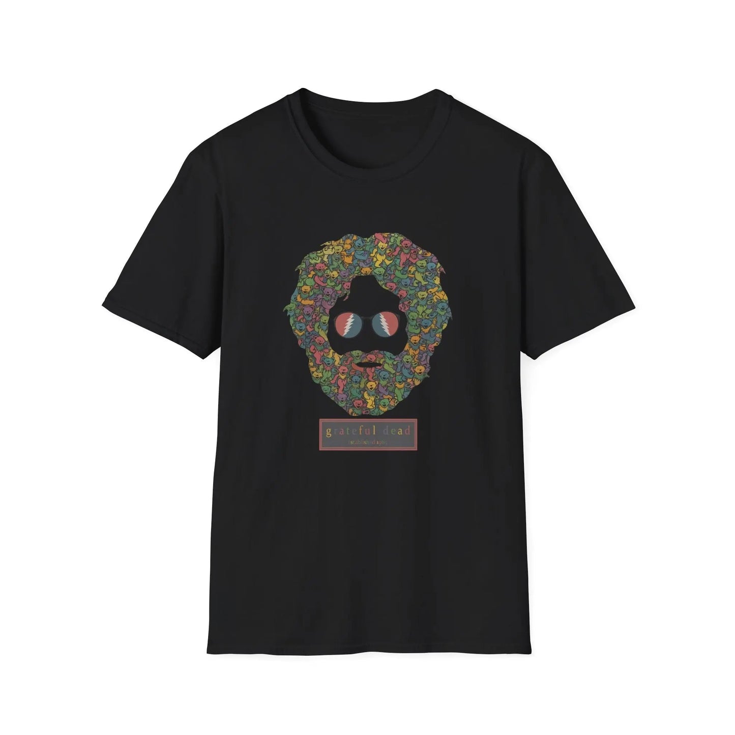 Jerry Garcia Dancing Bears Face - Vineyard Collection T-Shirt - Black - T-Shirts