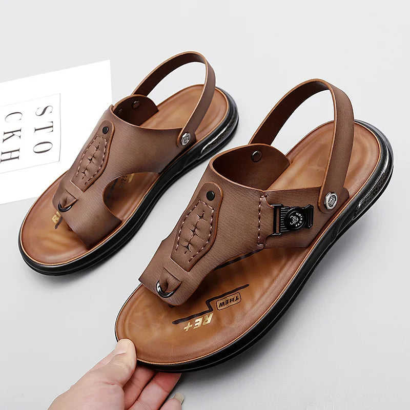 Leather Slippers Slide Sandal Plus Size Summer Men's Sandals