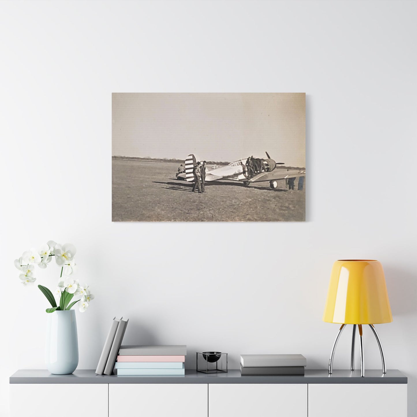 Army Pursuit Plane Ames Airport 1939 Satin Canvas, Stretched